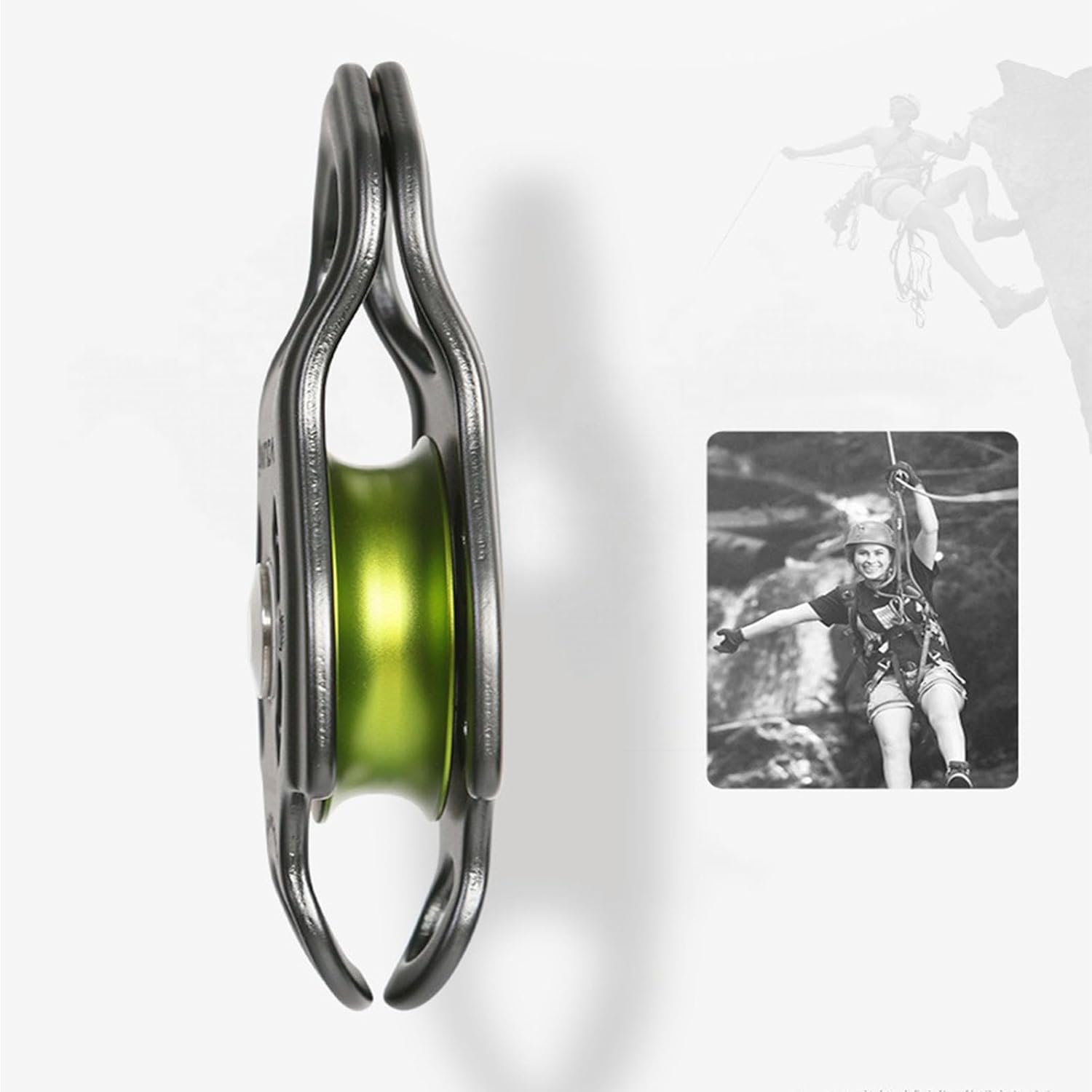 Camper Accessories, Durability Aluminum Alloys Climbing Carabiner with Quickly Installation Pulley for Hiking and Travel with Quick Installa