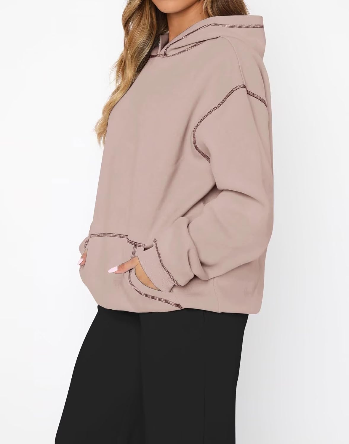 INFITTY Womens Hoodies Long Sleeve Tops Fleece Sweatshirts Fall Fashion 2025 Pullover Sweaters With Pocket Winter Clothes - Image 4