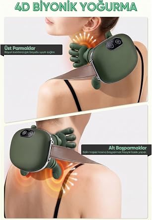 Şarjlı Avuç İçi Hissiyatlı Kızılötesi Isıtmalı Derin Doku Masaj Aleti – 3 Kademeli Taşınabilir Rahatlatıcı Cihaz Ergonomik Boyun ve Sırt Masaj Cihazı