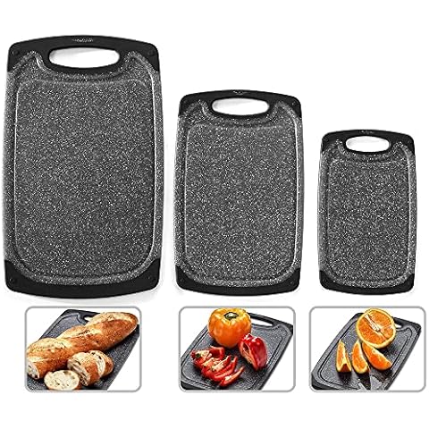 Tabla de Cortar de 3 Piezas Bugucat con Surcos para Zumo y Diseño de Mármol Cover