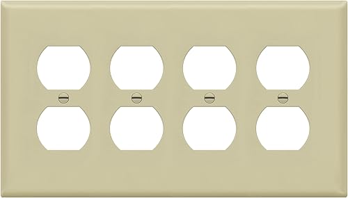 ENERLITES Placa de pared dúplex cuádruple, cubierta de cuatro tomas de corriente, brillante, tamaño mediano de 4 segmentos 4.88 x 8.58 pulgadas, disponible en Yaxa Colombia