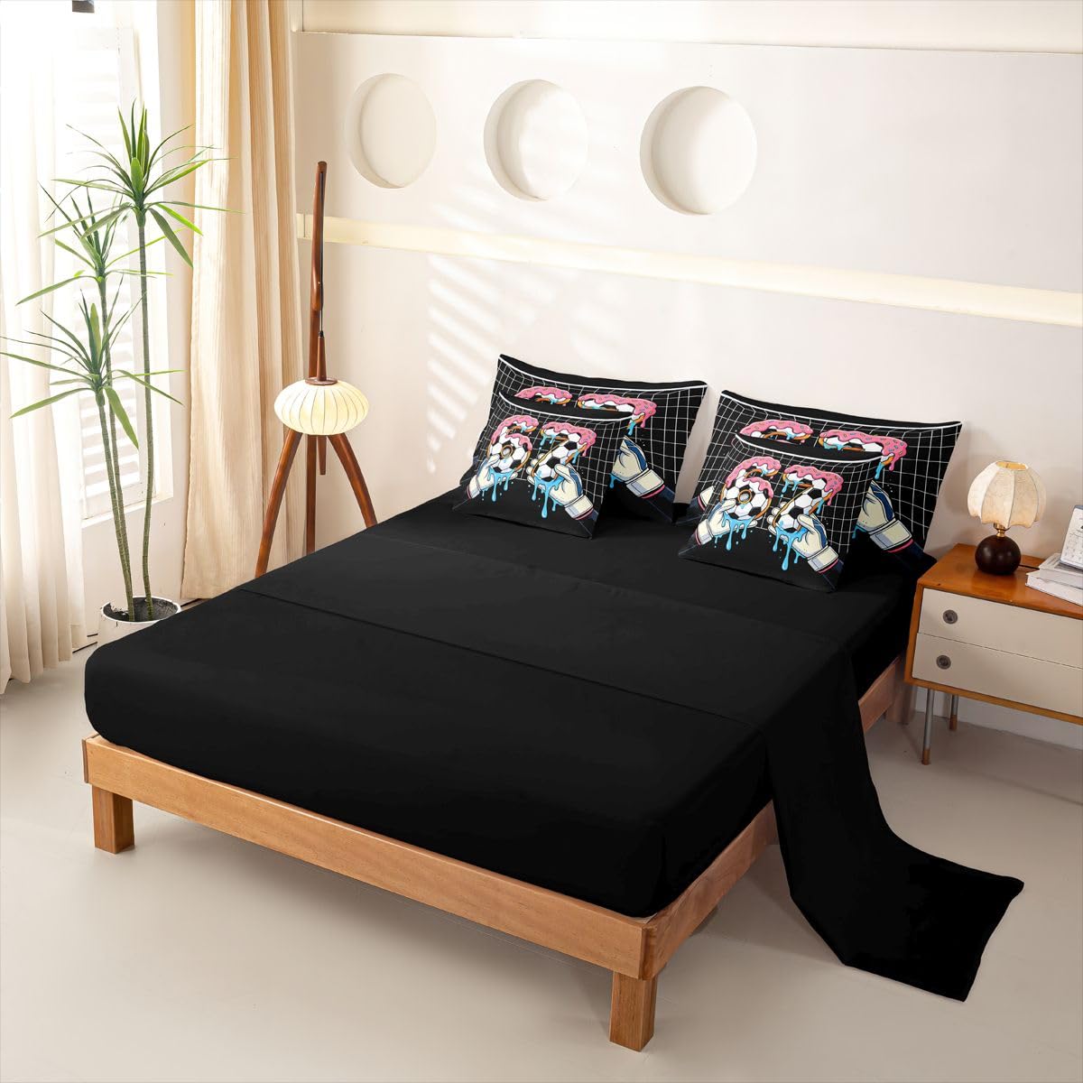 Loussiesd SIX SEVEN 6 7 Ice Cream Football Copripiumino Singolo 7 Pezzi Calcio Set di Biancheria da Letto per Bambini Ragazzi Ragazze Dolce Dessert Bed in a Bag con Copripiumino, Lenzuola, Federe