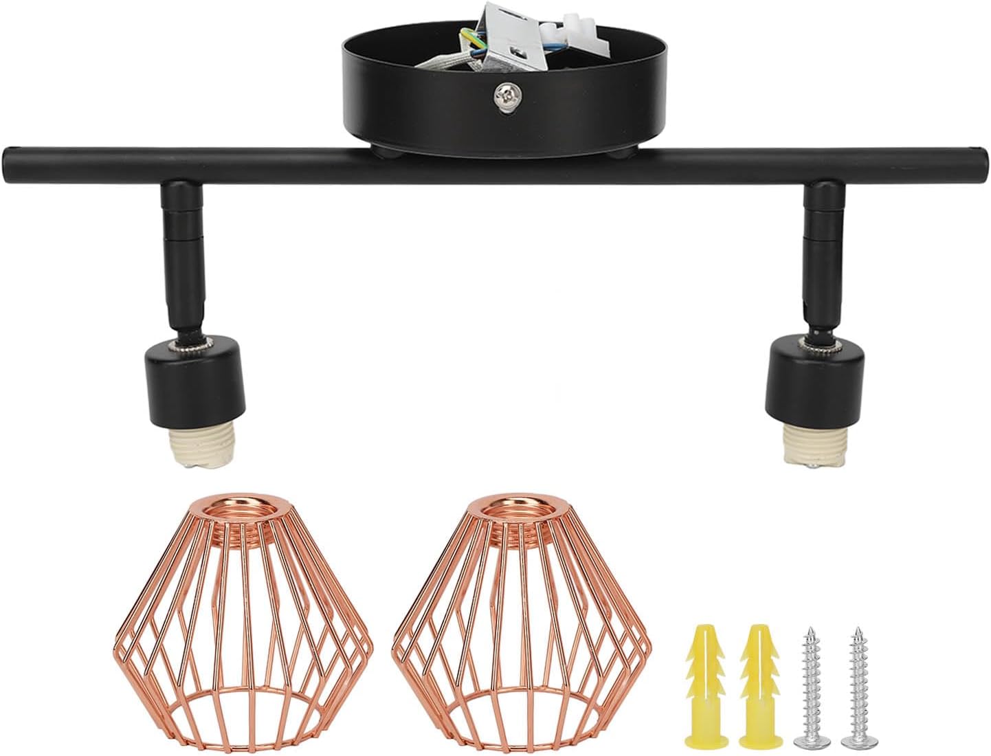 Wnvivi Track Lighting Kit,2 Rotatable Head Track Wall Ceiling Spotlight Lamp Holder,Modern Style Metal Wire G9 Bulb Base for Living Room Bedroom