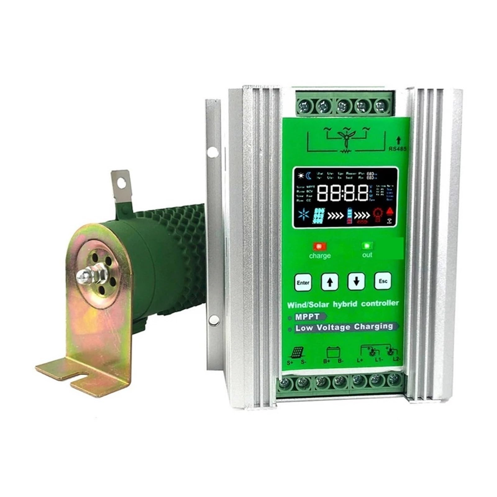 Regolatore Di Carica Ibrido Solare Eolico MPPT 12 24 48 V 80 A 120 A Con Display LCD E Monitor Wi-Fi For Batteria Facile Da Usare(2500W 2000W,With WiFi,12V24V)