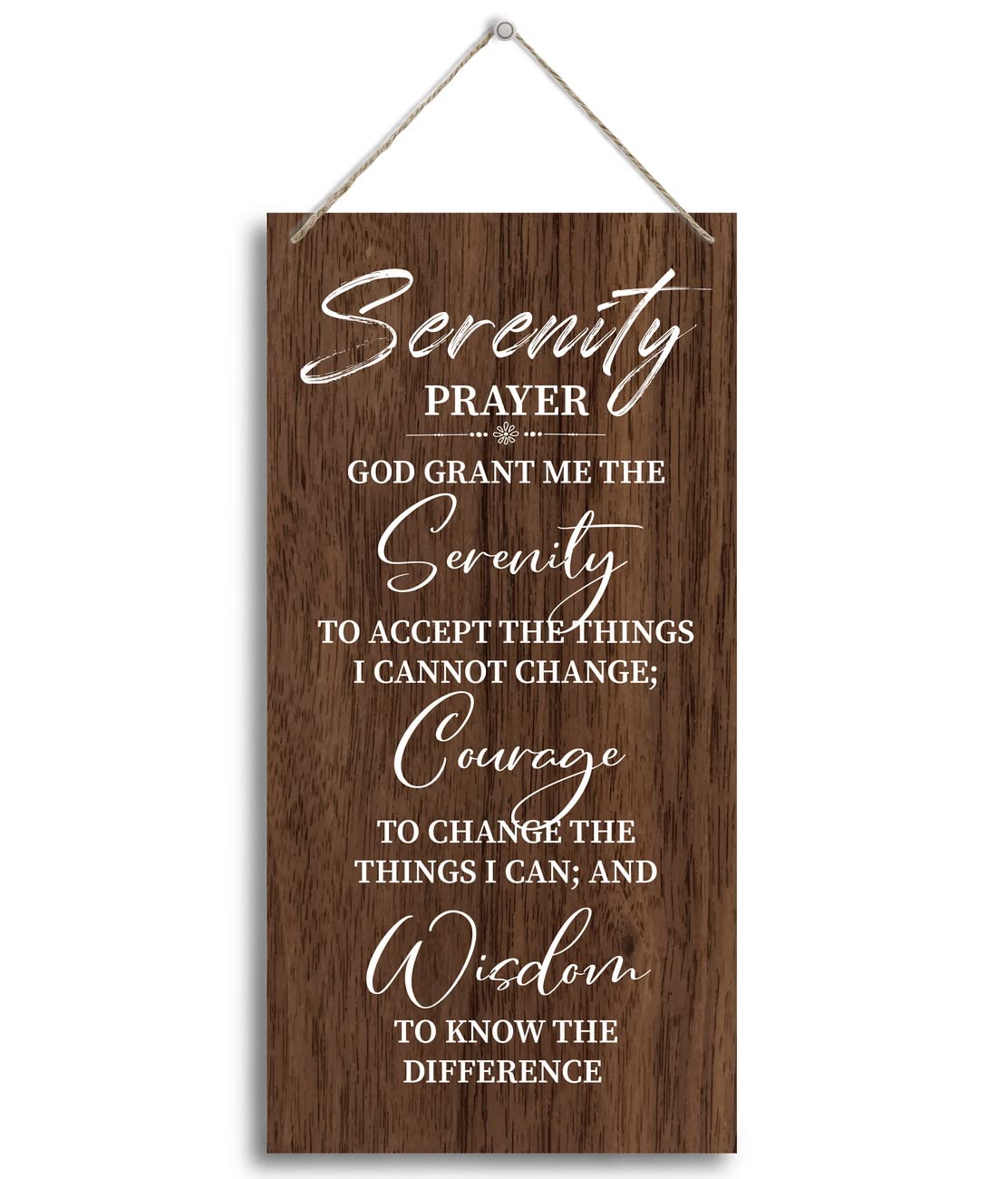 HALUOSI Serenity Prayer Wooden Decor Sign, God Grant Me The Serenity Wall Decor Sign, Hanging Printed Wooden Plaque Decor, Rustic Family Signs for Home Decor, Christian Gift 12x 6inch