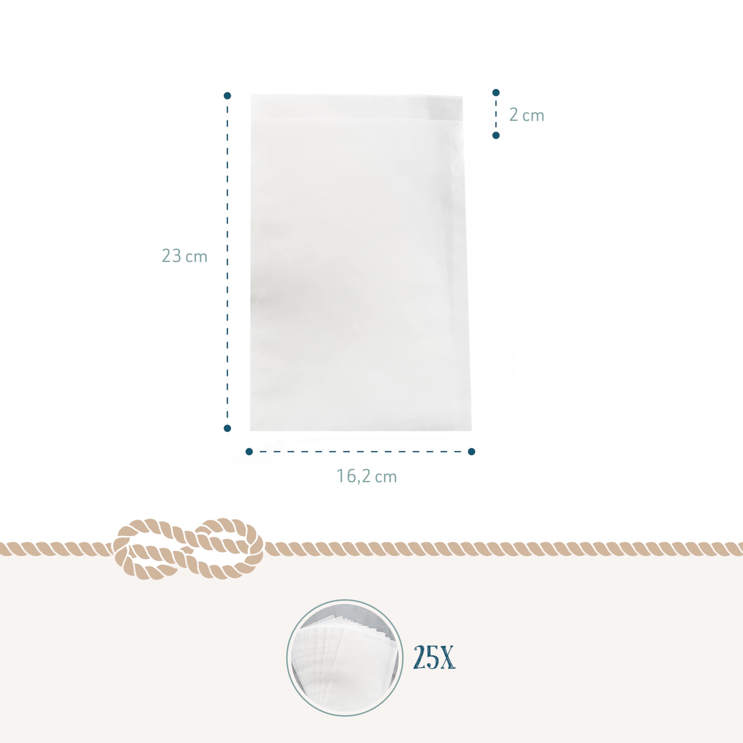 Sacchetti pergamina leggermente trasparente, 25 pezzi: buste carta bianche piatte per semi, spezie, dolci, regali, bomboniere, alimenti, fai da te, sacchettini regalo, 10,5 x 15 cm