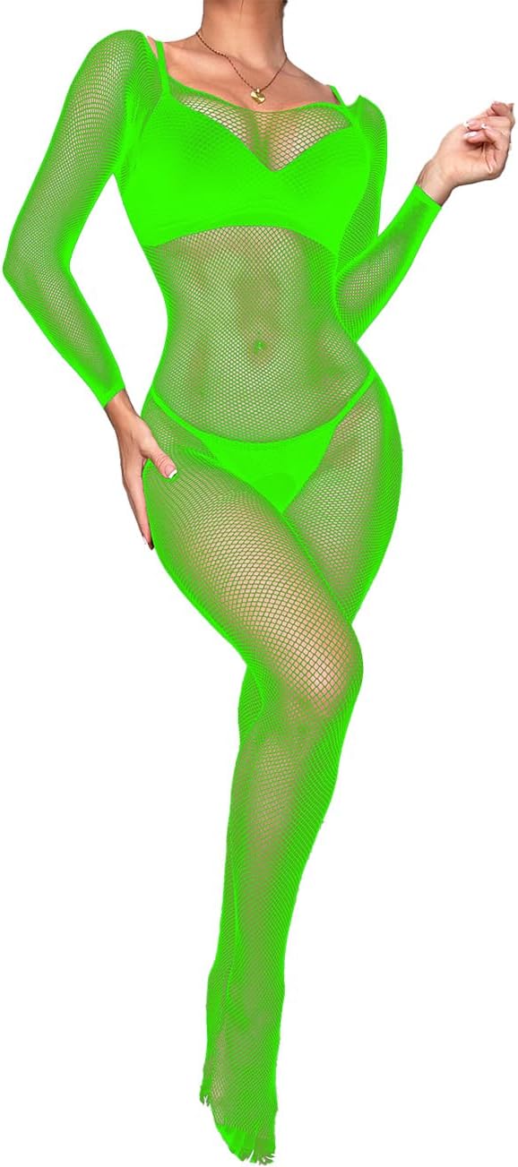 Womens Fishnet Bodysuit Sexy Lingerie Mesh One Piece Bodystockings Teddy Lingerie