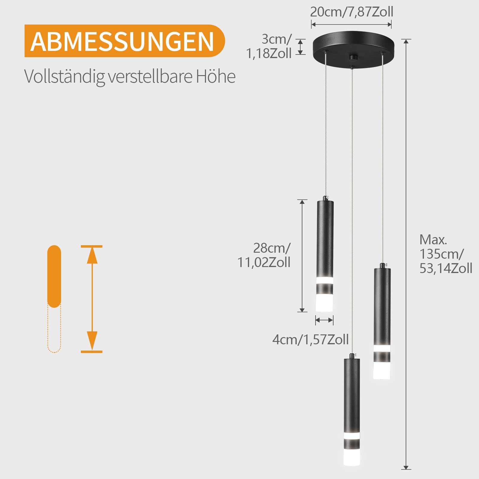 ZPBSJ Modern Pendant Light Adjustable Height LED Black Mini Pendant Light for Kitchen Island Bedroom Bedside Table Small Pendant Lights(3-Lights) - Image 4