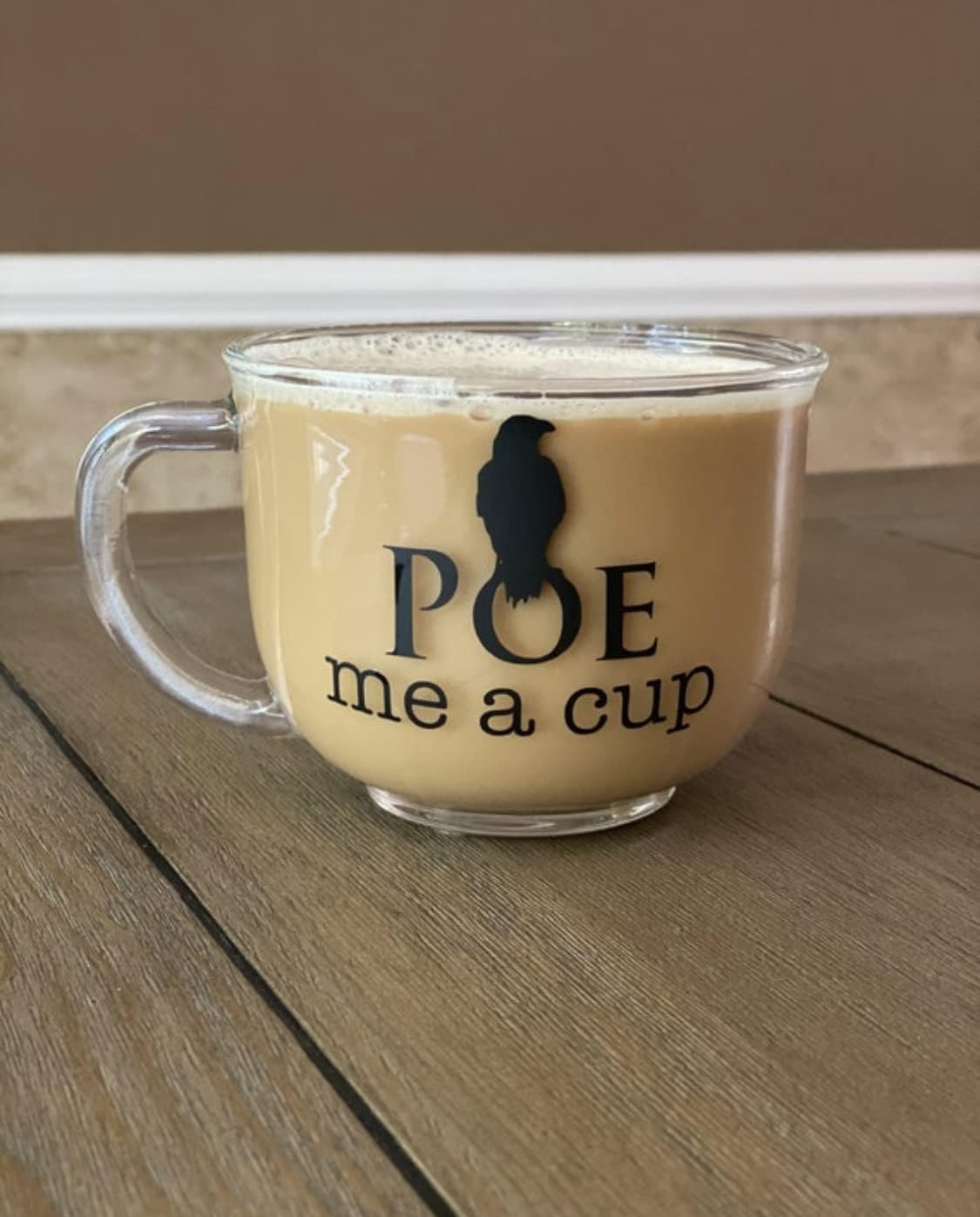 Poe me a cup. Edgar Allan Poe inspired coffee mug. Raven design. Great gift for book lovers! Halloween. (Ceramic mug)