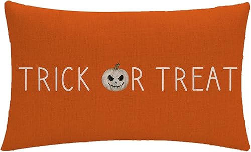 Miniatura 2 de Paquete de 2 fundas de almohada de Halloween naranja fantasma calabaza truco o trato rectangularfunda de cojín de cintura para Halloween,