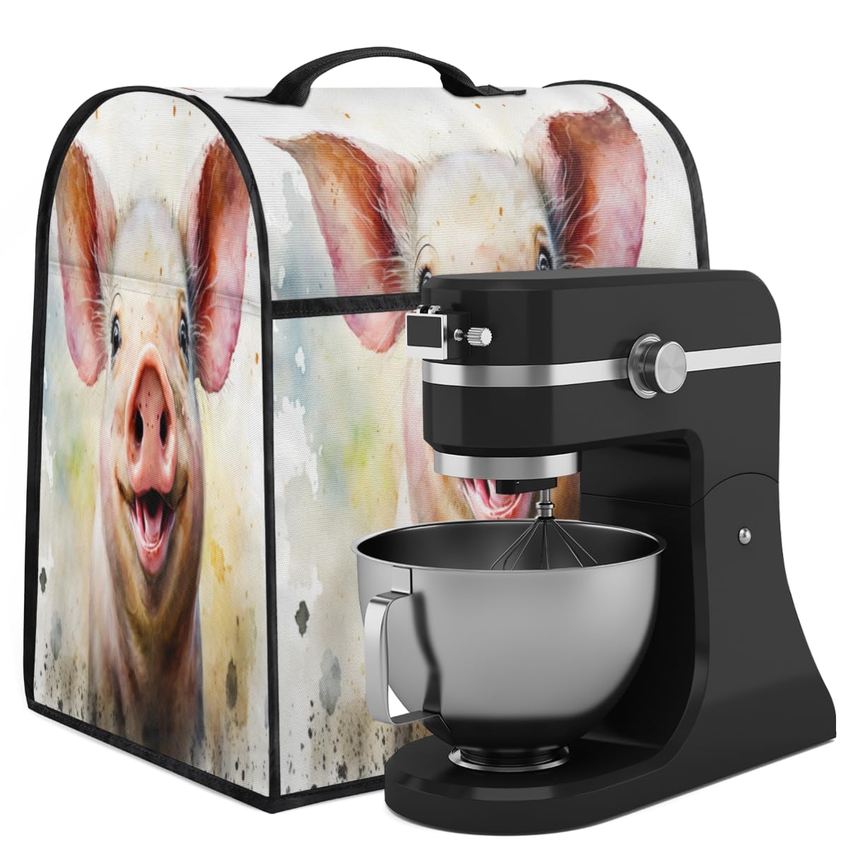 Coffee Maker Cover Cute Animal Pig Kitchen Appliance Covers Small Appliance Covers Blender Cover Juicer Cover Dust Covers for Kitchen Appliances with Top Handle and Pockets,Washable,B999