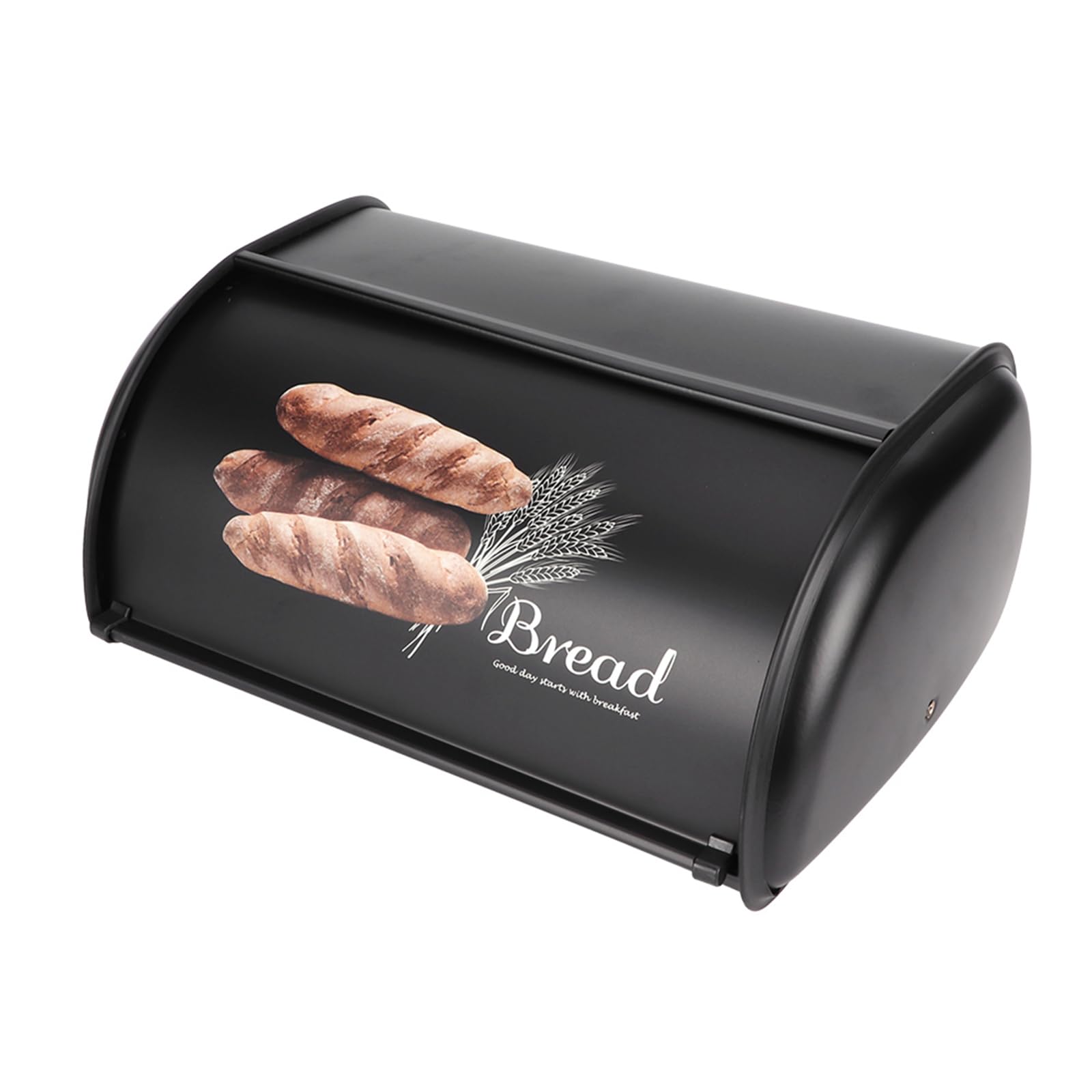 Snorvixre Ventilated Bread Bin with Lid Metal Construction Modern Kitchen Storage Solution Food Storage Container for Counter Roll Top Bread Bin