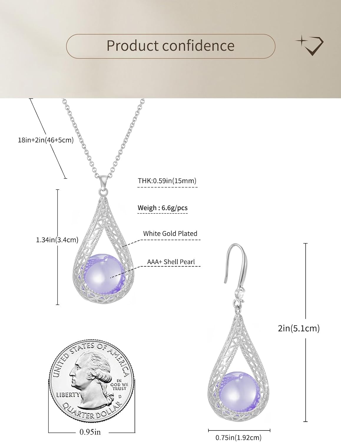 Big Pearl Necklace and Earring Sets for Women Glod Plated Jewelry Set - Image 3