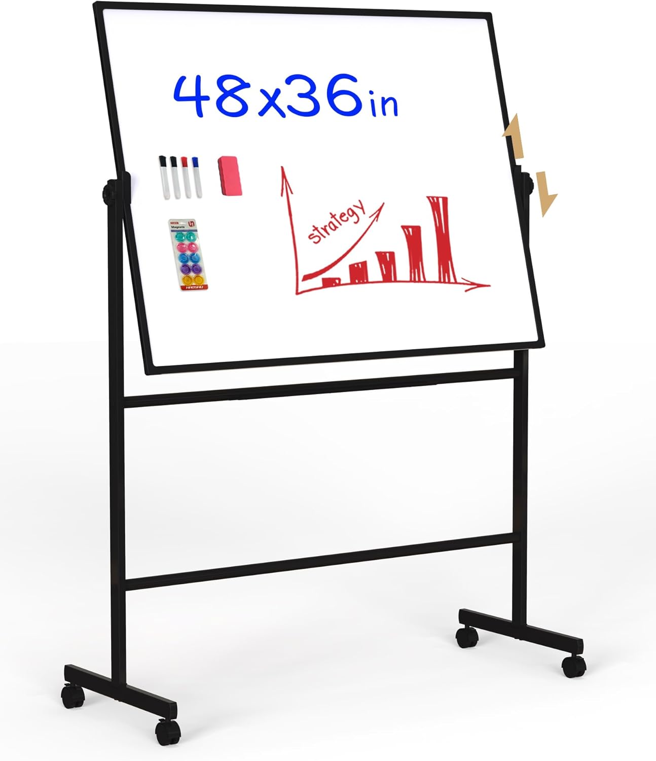 DoubleSided Rolling Whiteboard/w Height Adjustable,Mifuro