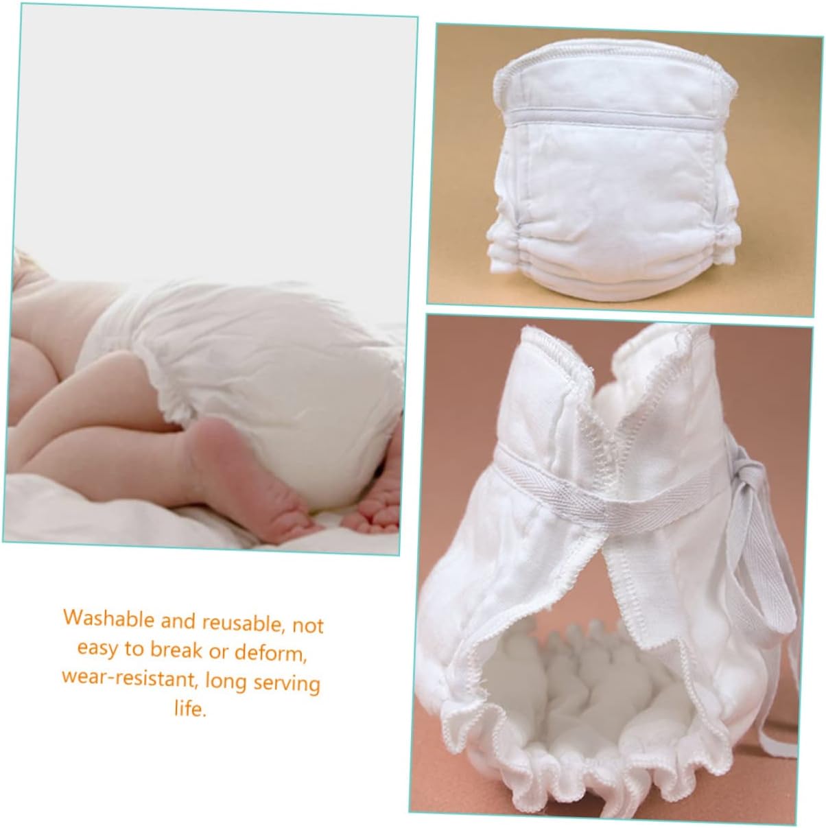 MERRYHAPY 2pcs Washable Cotton Diaper Pants Reusable Boy Girl Training Diapers Breathable Cloth Design for Comfort Fit for Newborns and Toddlers