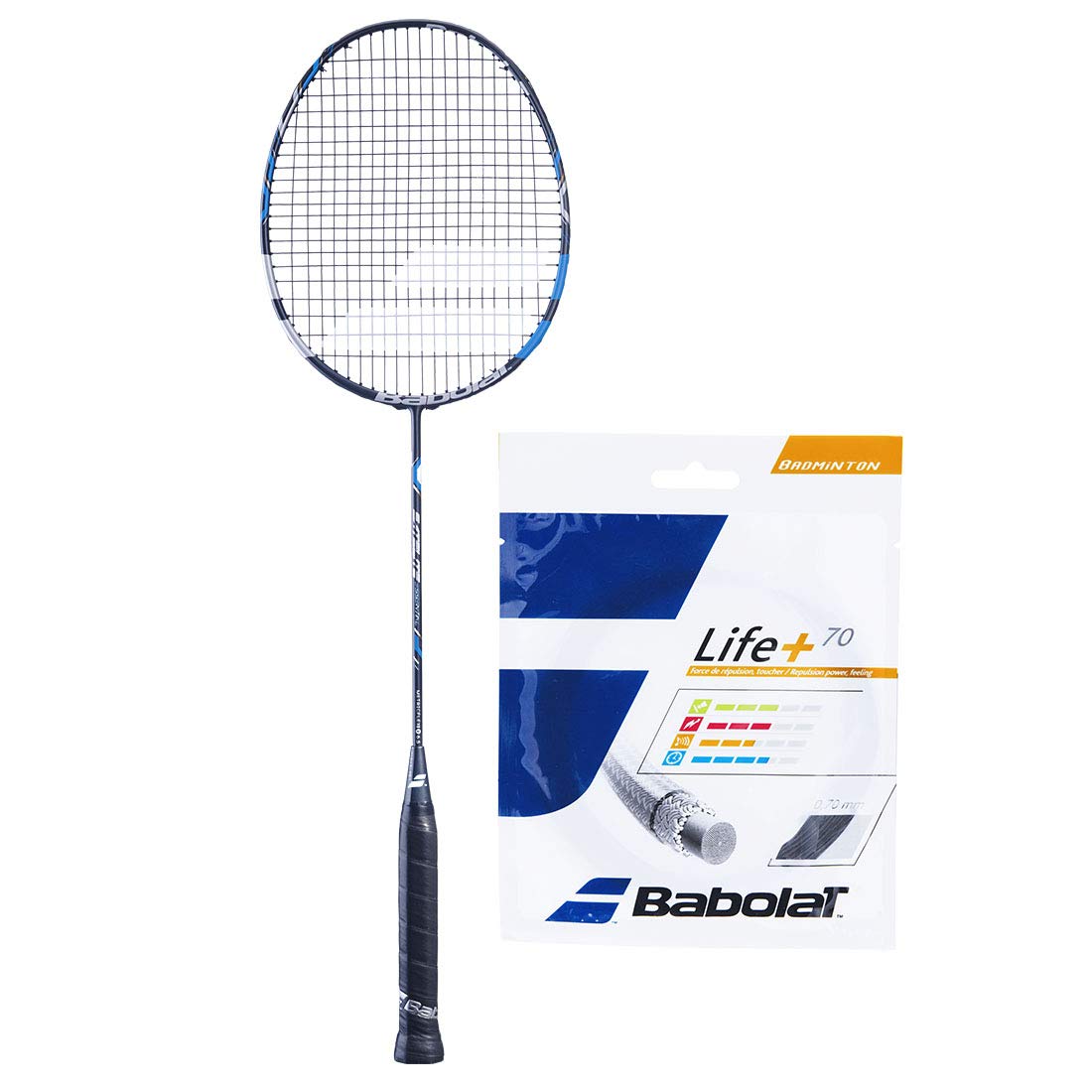 BABOLAT SATELITE ESSENTIAL HIGH MODULAR FULL GRAPHITE UNSTRUNG BADMINTON RACKET WITH LIFE PLUS 70 STRING 10.2M,0.70MM GAUGE-image-42