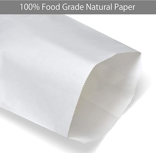 Miniatura 3 de Paquete de 100 bolsas de papel Kraft para bocadillos, galletas y palomitas de maíz, pequeña bolsa de regalo (blanco, 6.3 x 8.5 pulgadas)