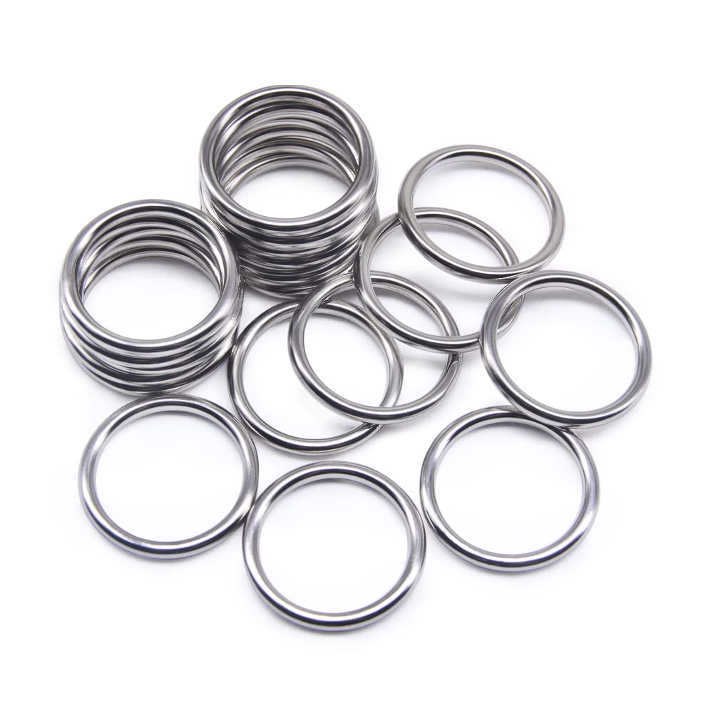SEMINI 20PCS Metal O Ring Buckles, Solid Welded Round Metal Loop for DIY Craft Hardware, Webbing Belts, Handbags