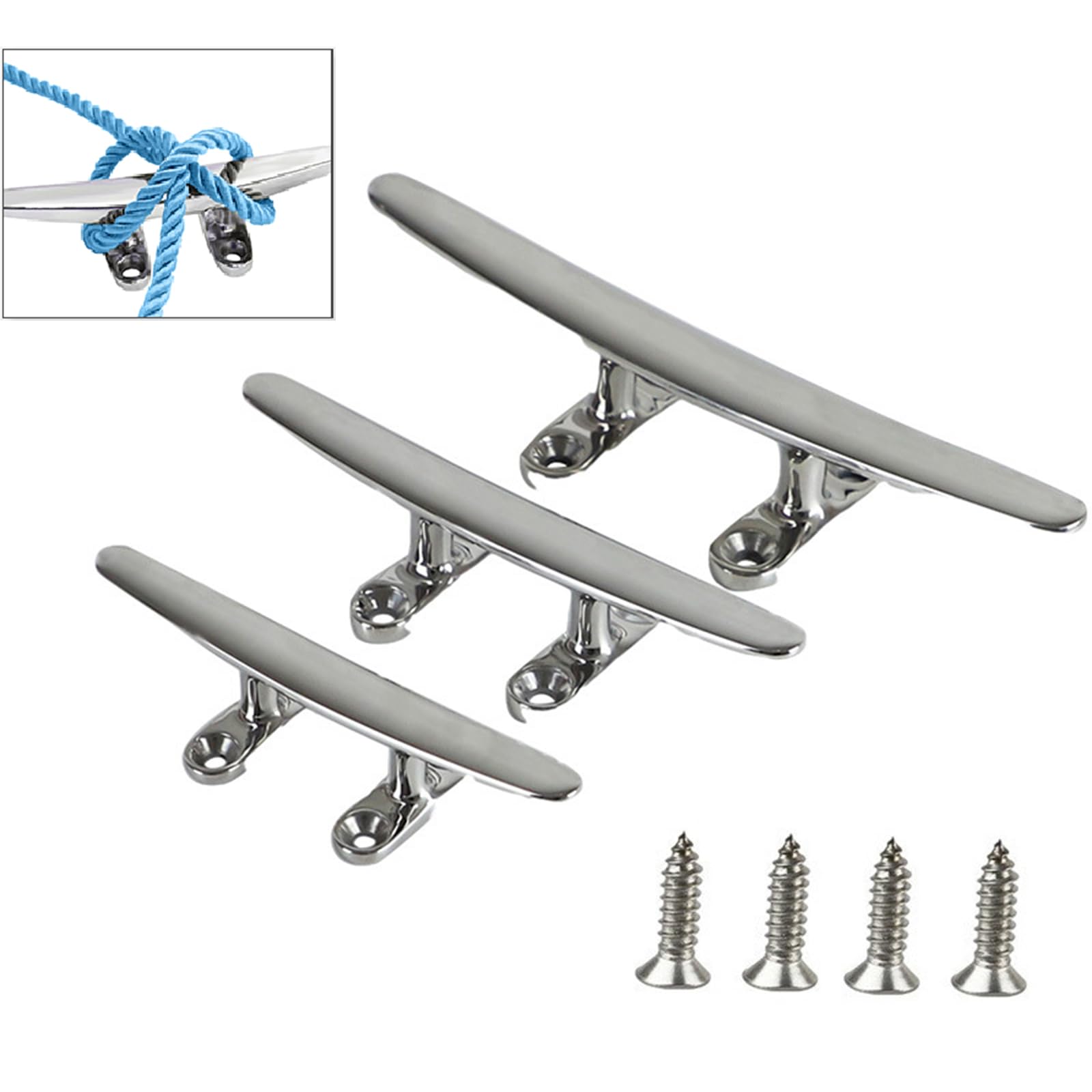 2 Pezzi da 126 mm Corda da 126 mm 316 in Acciaio Inox per Barca, Accessori per Barca, Base Aperta, Kayak, Corda, Cravatta, Torcia per banchine, Porte, Yacht, Piscina, Costa decorativati