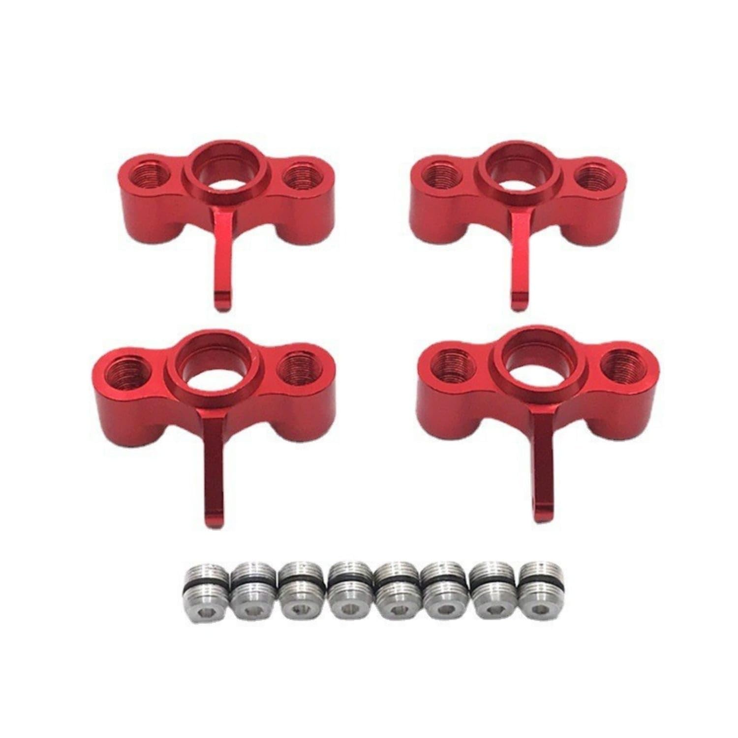 4 Pieces Aluminum Alloy RC Steering Cup Metal RC Steering Block Replacement C Block Set Machined for Hobbyists, Red-image-6