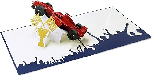Miniatura 2 de Tarjeta emergente de coche de carreras, tarjeta de coche de fórmula 1 en blanco con sobre, tarjeta de cumpleaños de coche de carreras, tarjeta de