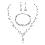 Jewelry Set for Women&comma; Necklace Dangle Earrings Bracelet Set with White AAA Cubic Zirconia&comma; Allergy Free Wedding Party Jewelry for Bridal Bridesmaid