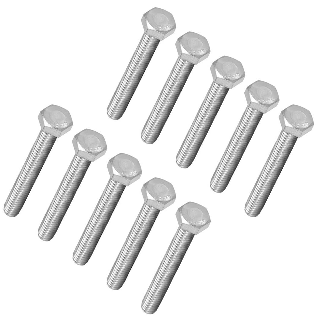 TA-VIGOR M8 x 65mm Hex Bolts, 304 Stainless Steel Fully Threaded M20 Bolts, Fully Threaded Hex Bolts for Metal Construction and Machinery Repair, 10Pcs