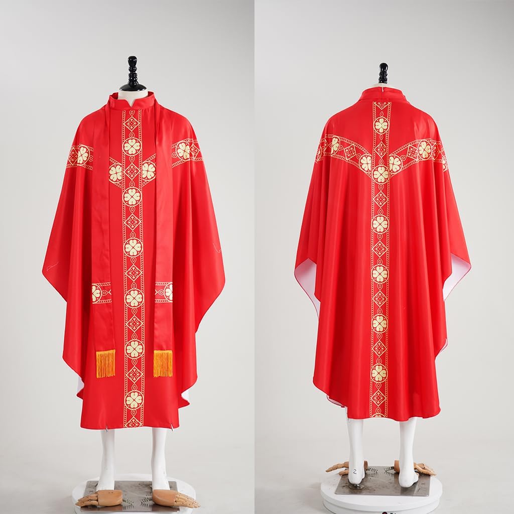 MYAYD 5 Colors Gothic Chasuble Church Pastor Celebrant Priest Vintage Robe Gown Cape Cassock Vestment - Image 2