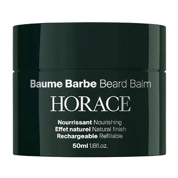HORACE Beard Balm - Light Hold Beard Nourish for Natural Finish and Easy Rinse - Refillable Balm Jar - Contains Natural Ingredients - No Silicone or Mineral Oils - Vegan, 50 ml