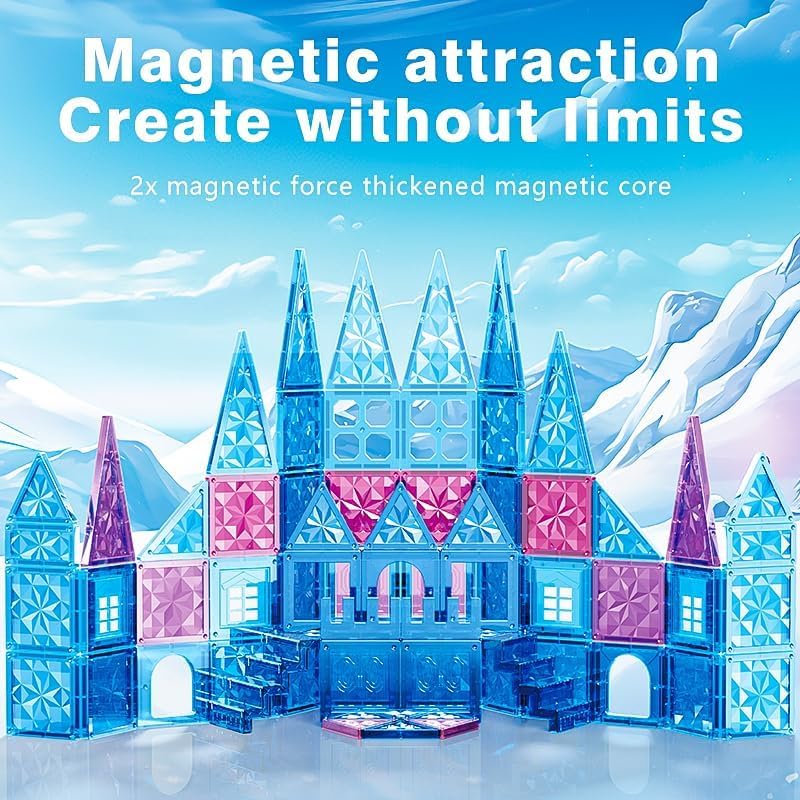 102 Pcs Magnetic Tiles 3D Diamond Set | STEM Building Blocks for Kids | Montessori-Inspired Educational Toys | Magnet Building Set for Toddler Creativity | Gifts for Boys & Girls Ages 3+ - Image 2