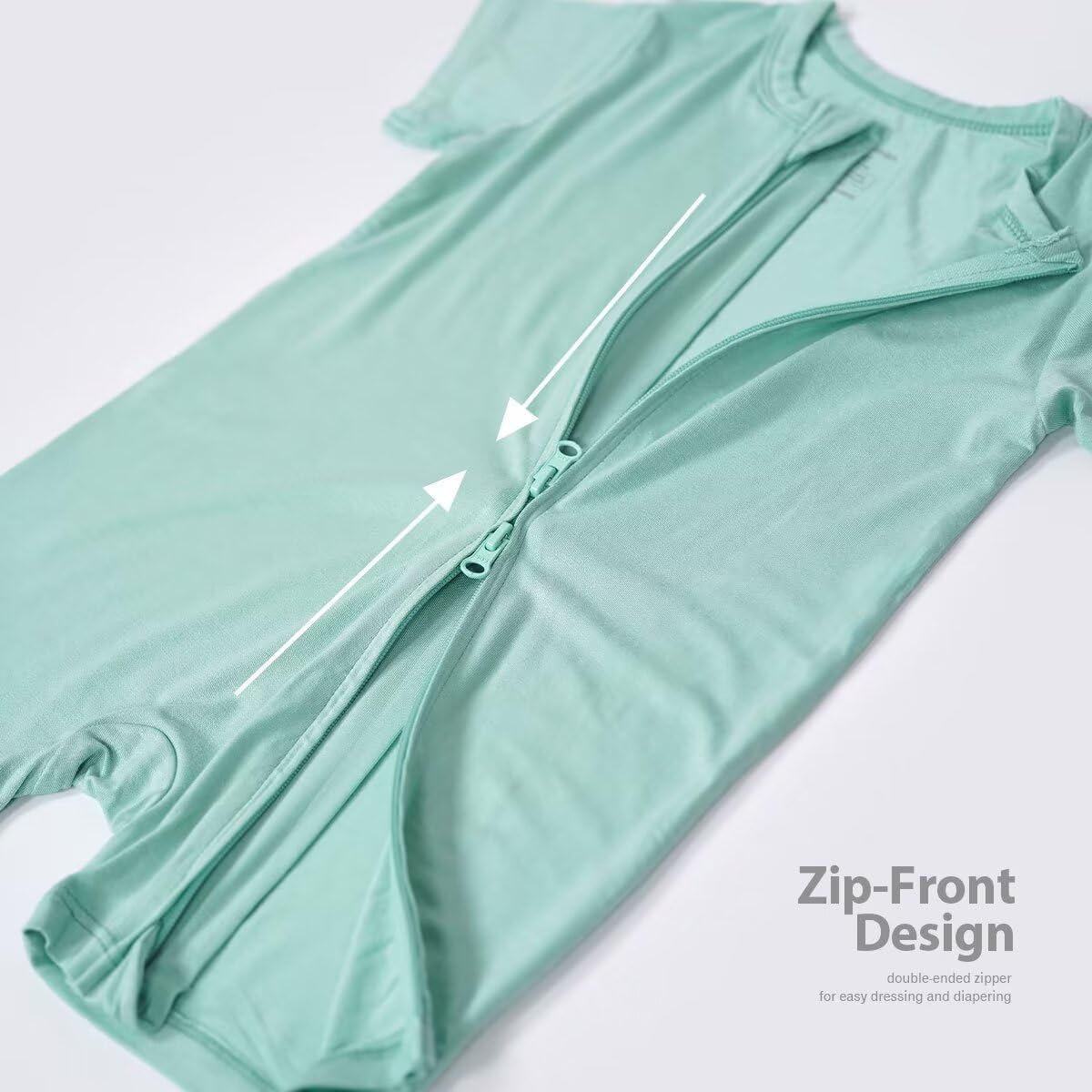 Teach Leanbh Unisex Baby 2 Pack Bamboo Viscose Pajamas Short Sleeve 2 Way Zipper Romper Jumpsuit Sleep and Play - Image 6