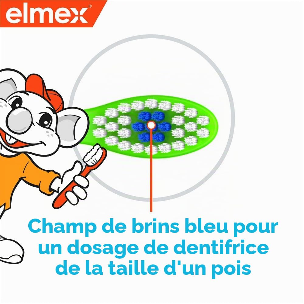 Lot de 6 brosses à dents Elmex pour enfant - Coloris assortis