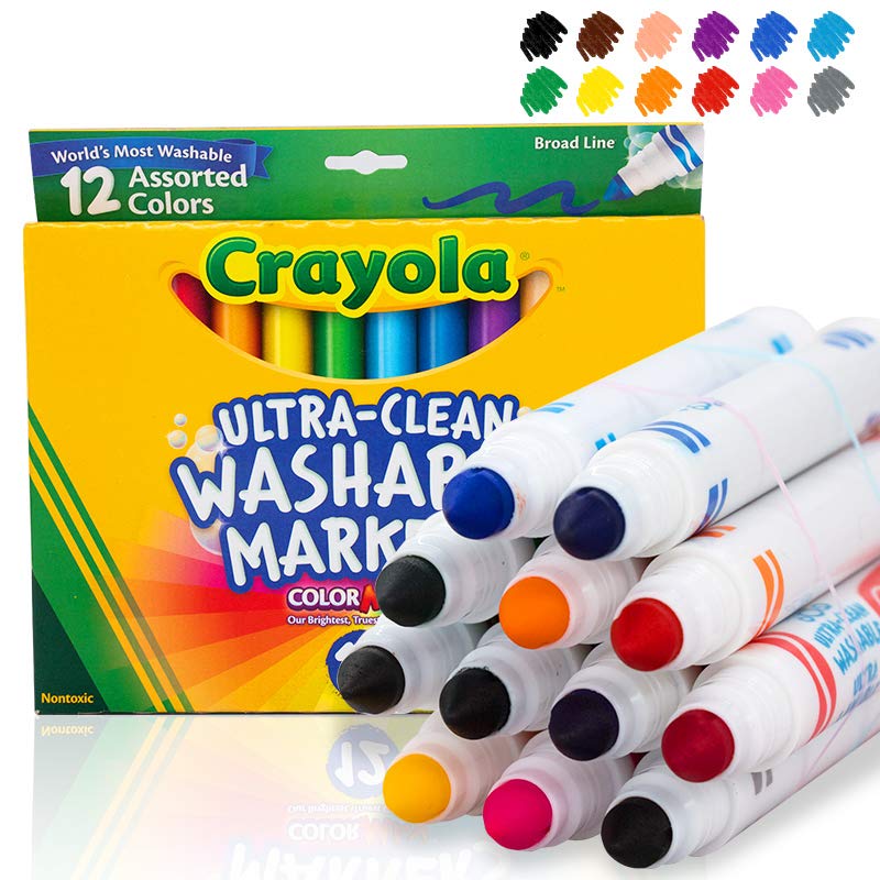 Crayola Ultra Clean Washable Markers, Broad Line, 12 Count Buy Online