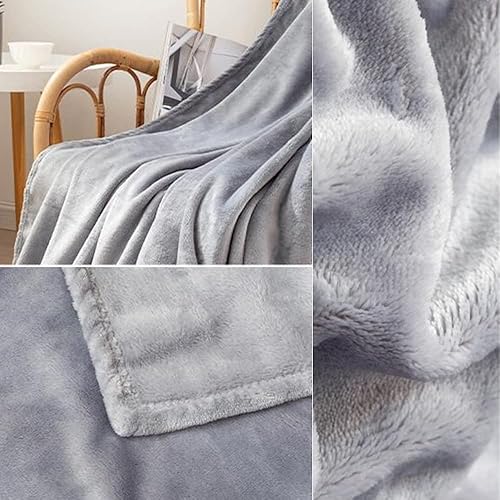 Miniatura 3 de Mantas de franela de felpa de vellón gris  Tamaño individual, tamaño matrimonial, tamaño Queen  colchascolchassábanasropa de cama, mantas suaves y