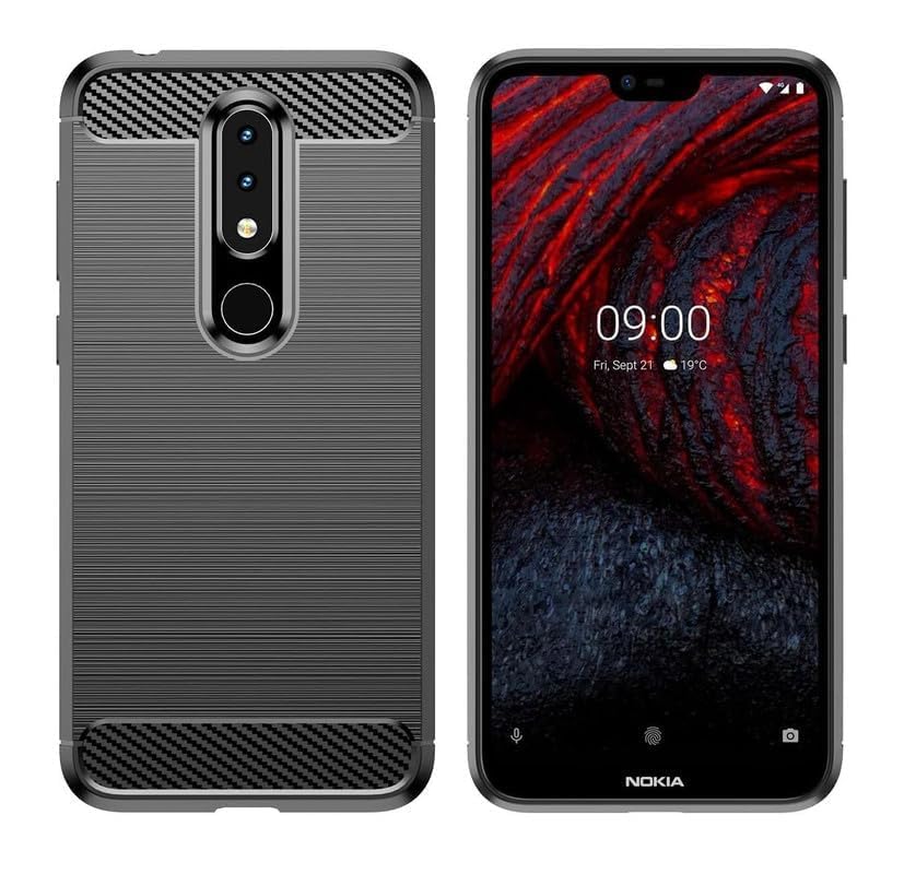 Image of Hybrid Carbon Fiber Back Case for Nokia 6.1 Plus / X6 (Black)