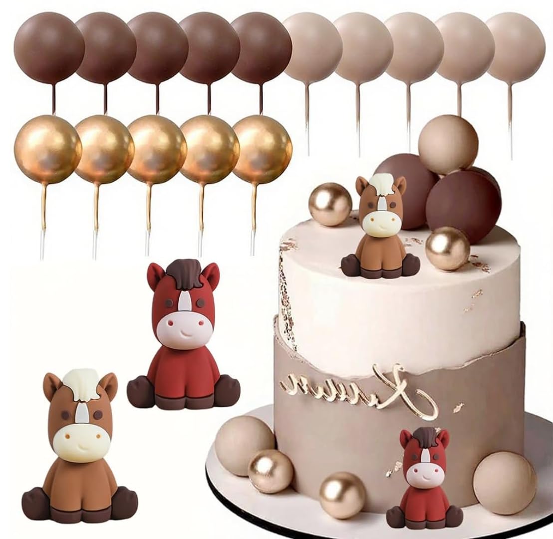 Pony Cake Topper 17pcs Pony Theme Birthday Cake Decorations