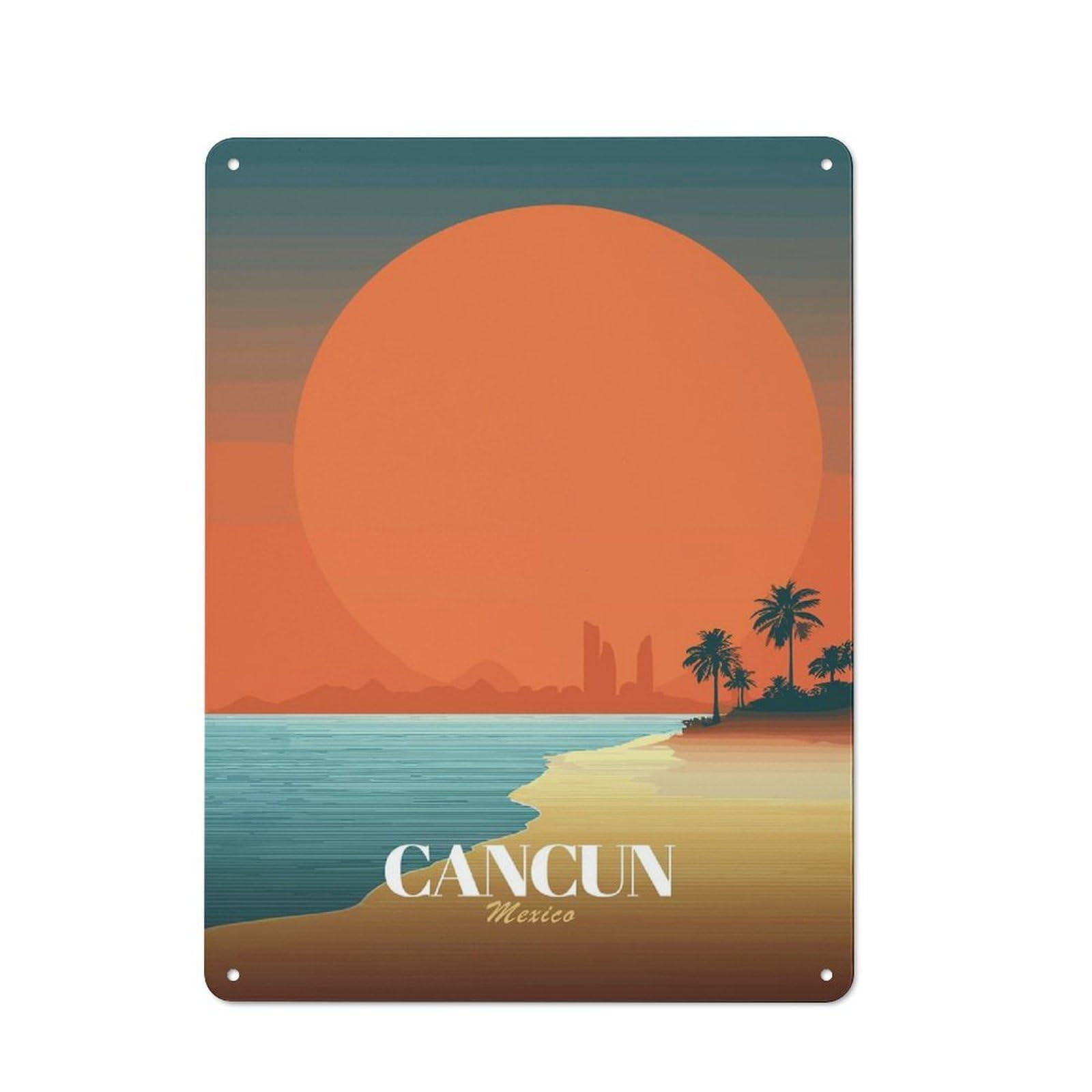 Junmoney Style-21 Cancun Mexico Travel (3) Retro Metal Wall Decor 40X30cm, Vintage Tin Sign For Coffee Bar, Kitchen, Bistro Or Tea Corner