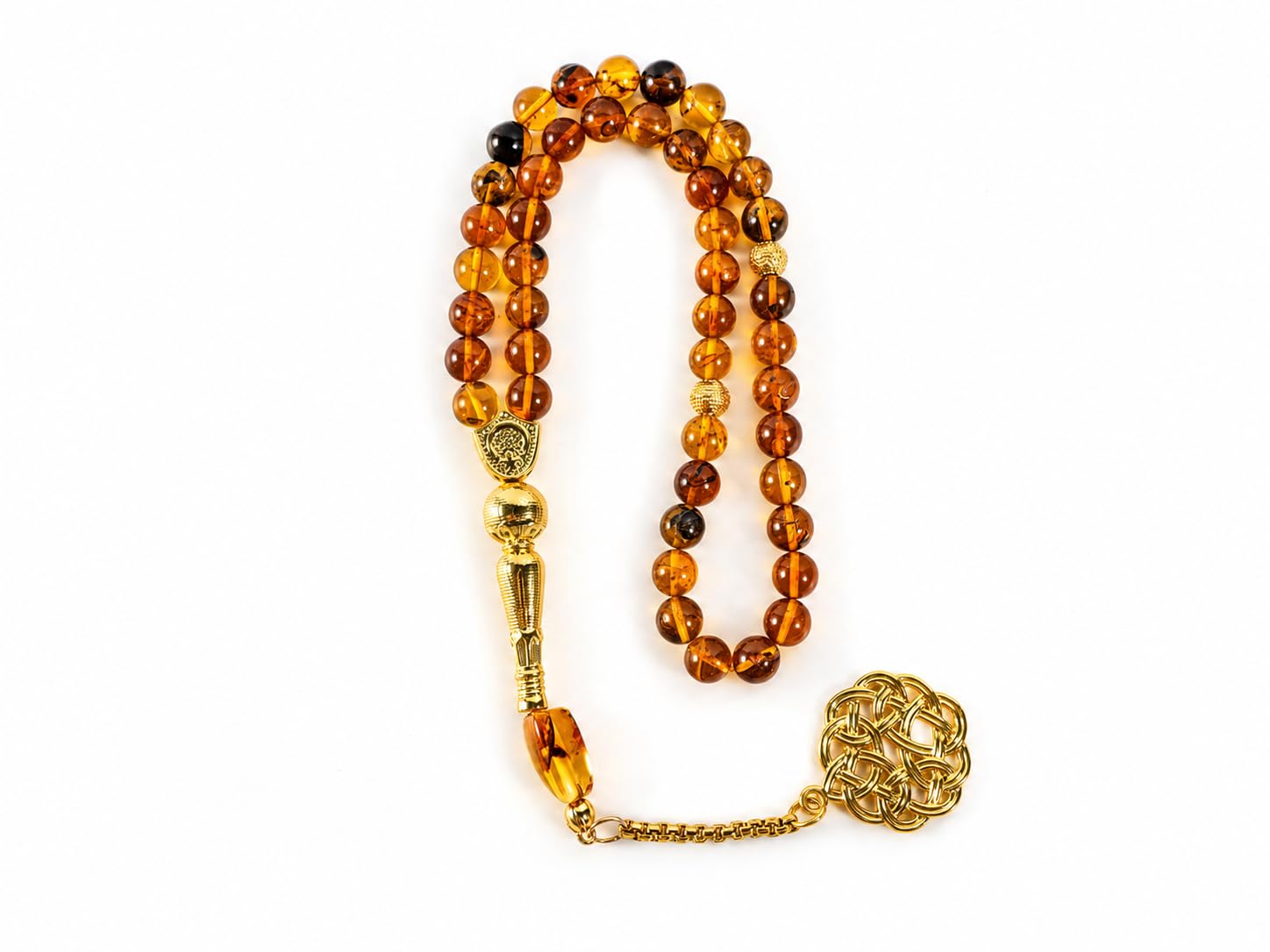 1 szt. Natural Amber Tasbih 45 Beads Misbaha Tesbih, ręcznie wykonane gładkie muzułmańskie koraliki z licznikiem i certyfikatami, pudełko prezentowe, Ramadan Eid Hajj Umrah prezent dla mężczyzn