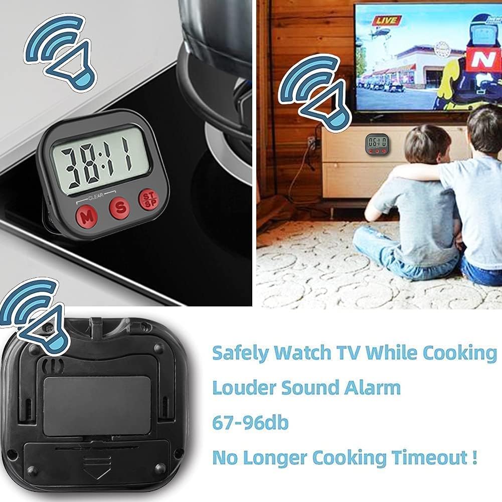 Temporizador de cocina, temporizador visual digital, reloj magnético, cronómetro, temporizador de cuenta regresiva, pantalla LCD grande, dígitos grandes, alarma fuerte para cocinar, ducha, baño