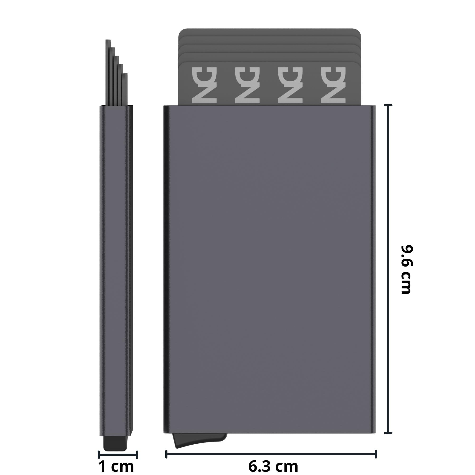 Porta Tarjetas Metal Protección RFID - Tarjetero Automático Aluminio Resistente Hombre Mujer Cartera Minimalista Negro
