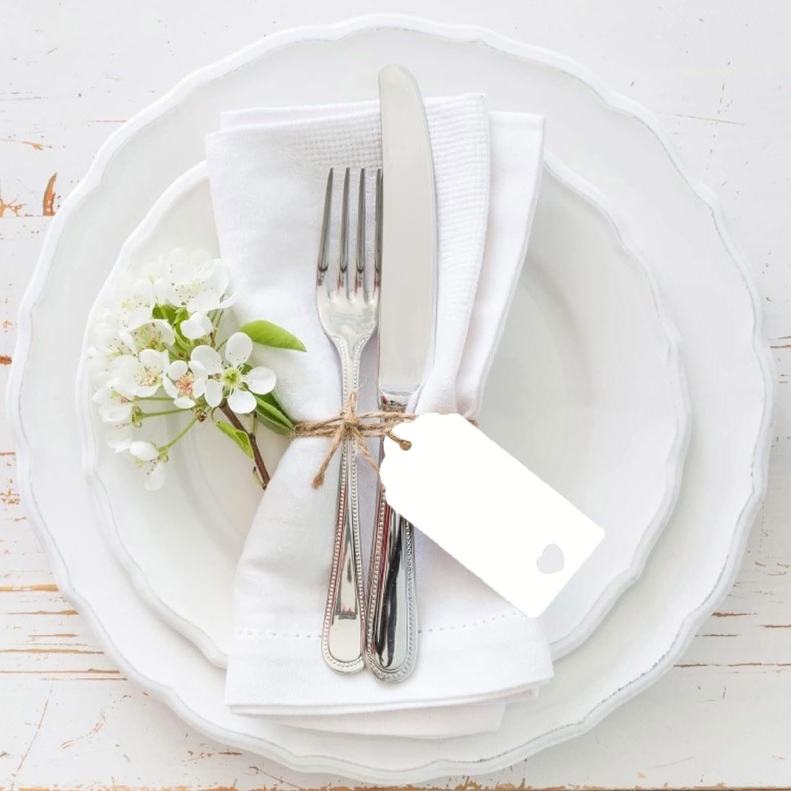 étiquettes Suspendues Jute 100 étiquettes Cadeaux Blanches Avec Cœur Corde Jute 20m - Pour Mariage, Noël étiquetage Cadeau Mariage