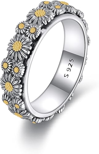 POPLYKE Anillos giratorios giratorios de plata de ley para aliviar el estrés para mujeres