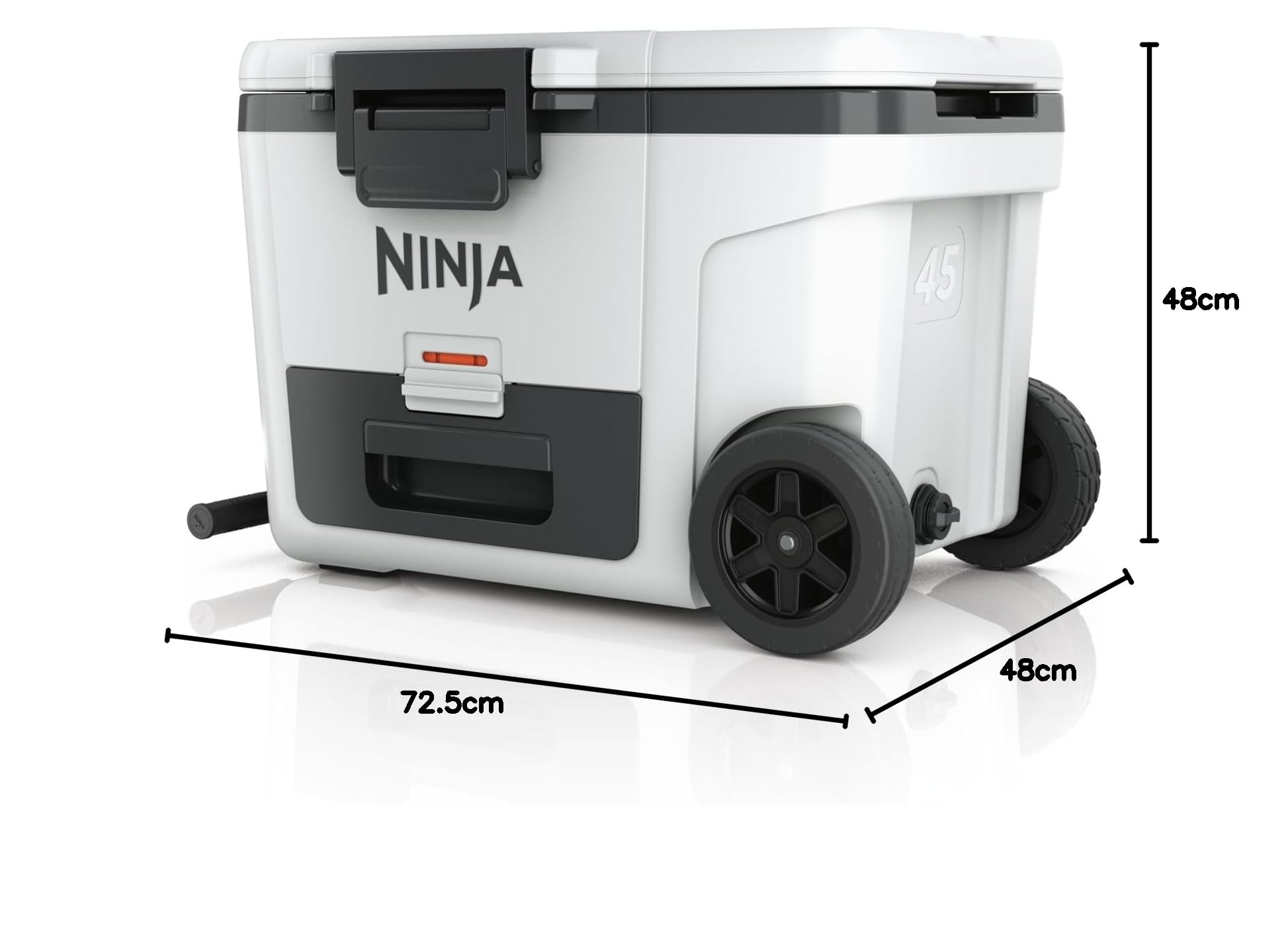 Ninja FrostVault, Nevera Portátil Rígida, Blanco Nube, FB245EUWH | Con Ruedas y Cajón Dry Zone Integrado a Temperatura de Frigorífico, Mantiene el Hielo durante Días, Capacidad para 68 Latas