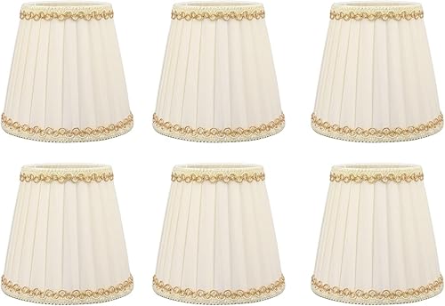 Juego de 6 pantallas de tela de estilo moderno, pantalla para lámpara de araña de bombilla E14, pantalla de lámpara de barril exquisita hecha a mano