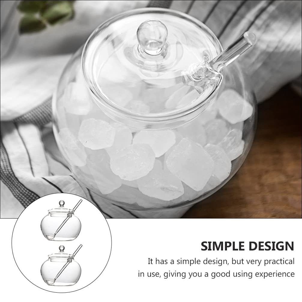 2 pezzi Vaso for miele con cucchiaino Sciroppo Zucchero Barattolo di vetro Cucina Miele Marmellata Contenitore for gelatina Spezie Caramelle Foglia di tè Vaso con coperchio/781