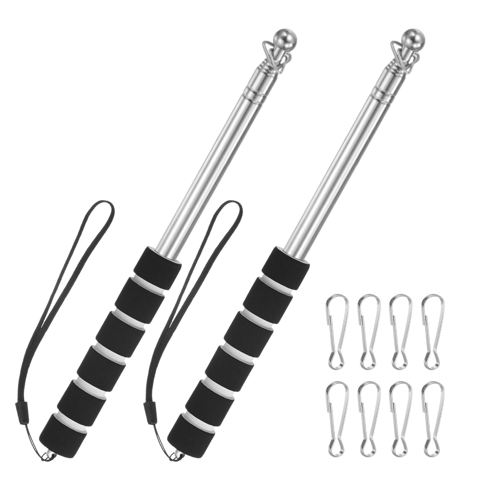 M METERXITY 1-Pack Telescopic Handheld Flagpoles 4.6ft/1.4m, Black