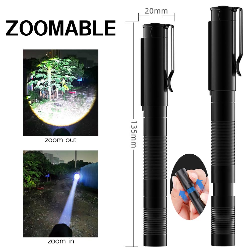 POCKETMAN Mini torcia LED Torcia elettrica 9cm piccola con clip per illuminazione esterna, campeggio, escursionismo, emergenza (4 pezzi