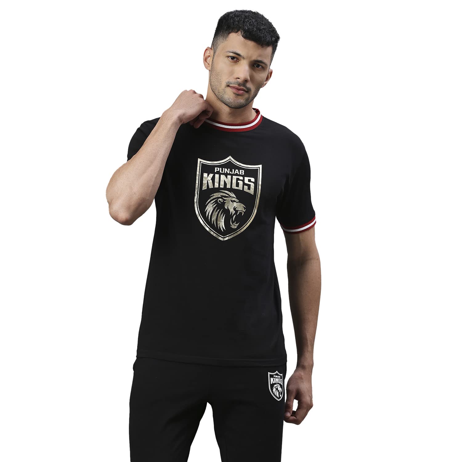 FANCODEPunjab Kings Men Black Printed Round Neck T-Shirt