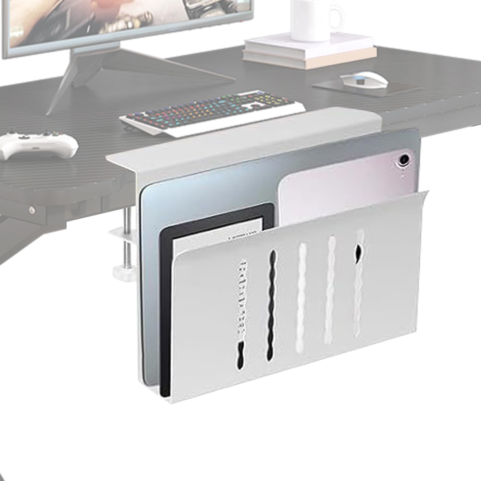 Organizer da scrivania laterale, supporto verticale per computer portatile | in lega di alluminio, multifunzione, organizer per computer portatile, per dissipazione del calore, supporto laterale per