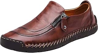 Mocasines para hombre de cuero negro zapatos casuales cremalleras zapatos de cuero zapatos de negocios slip on zapatos casuales cómodos mocasines zapatos de cuero elegantes zapatos de caminar zapatos